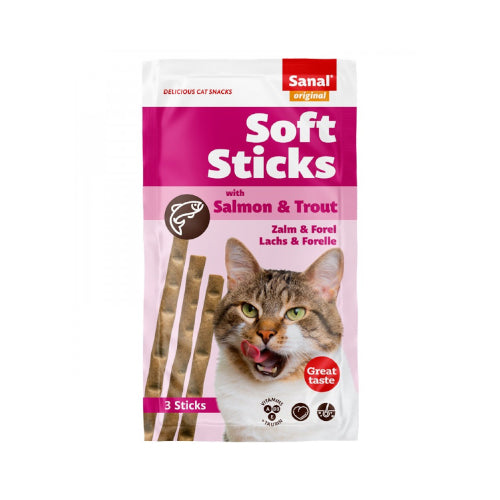 Sanal Salmon & Trout Soft Sticks for Cats 3X15g