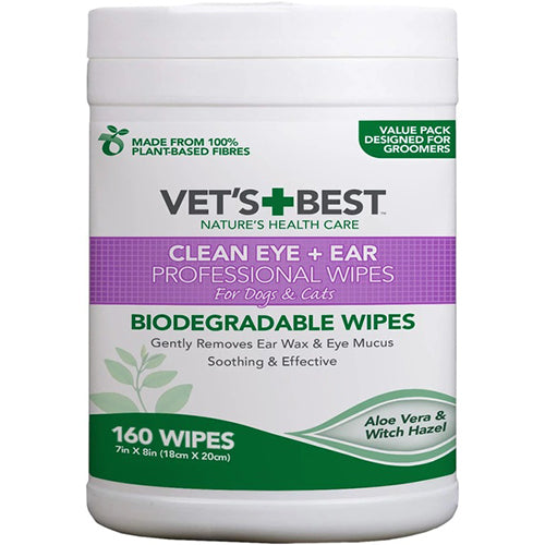 Vet's Best Clean Eye and Ear Professional Wipes for Dogs and Cats (160 Wipes)