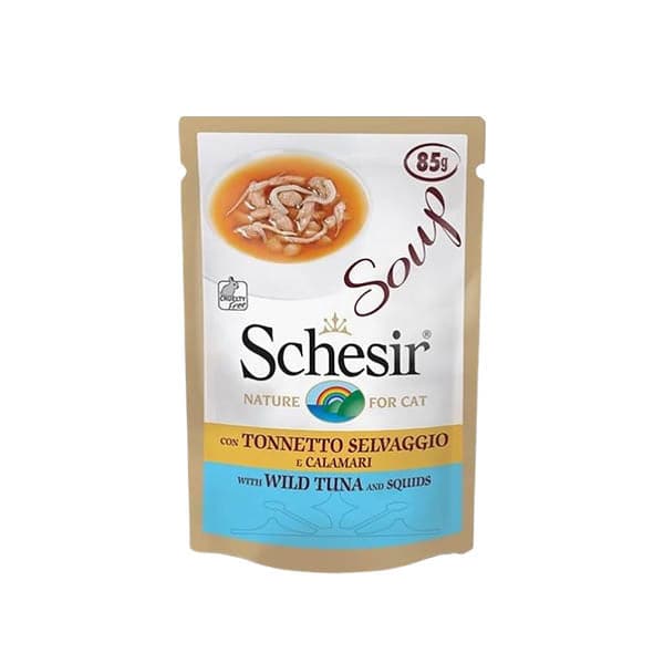 Schesir Cat Wild Tuna and Squids Soup Pouch 85g