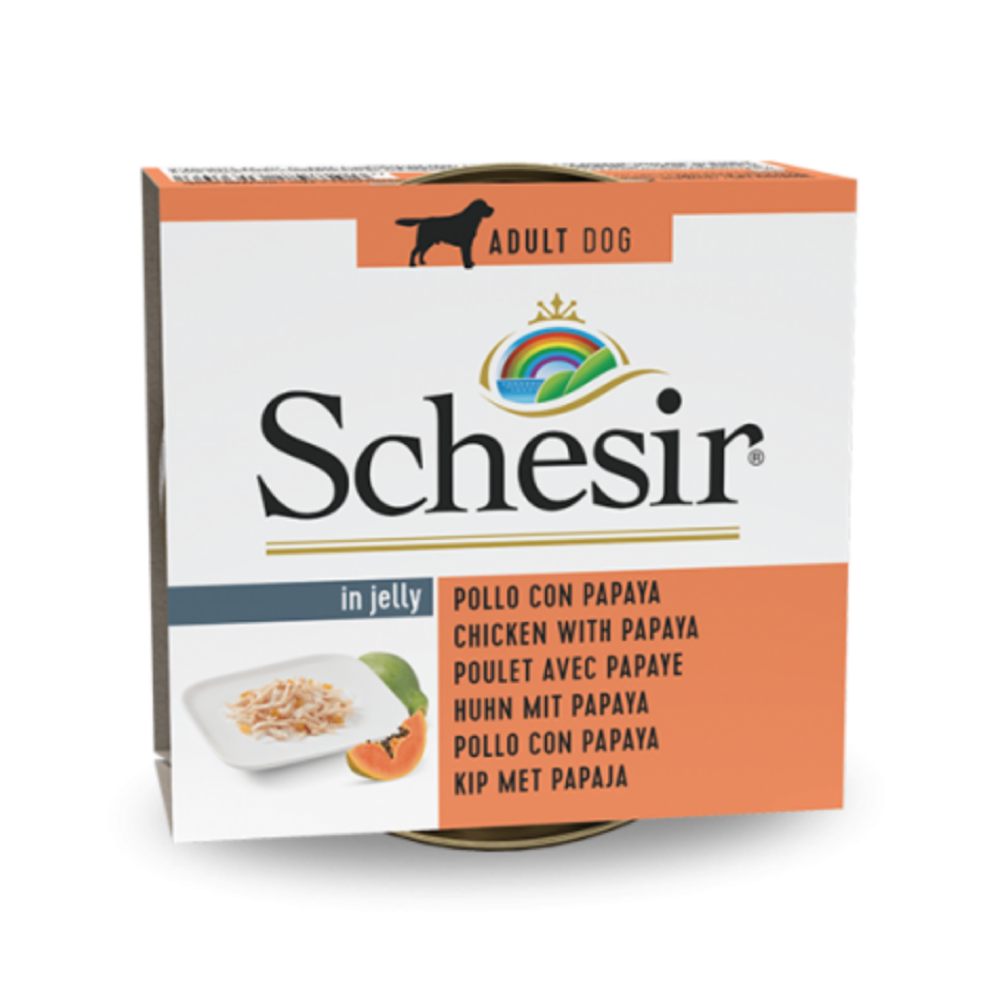 Schesir Dog Chicken with Papaya Fruit Can 150g