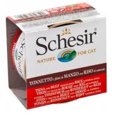 Schesir Cat Tuna White Meat & Beef with Rice Can 85g