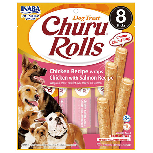 Inaba Churu Rolls Chicken with Salmon 8X12g