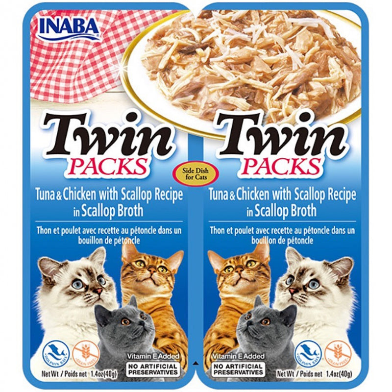 Inaba Cat Twin Packs Tuna & Chicken with Scallop 2X40g