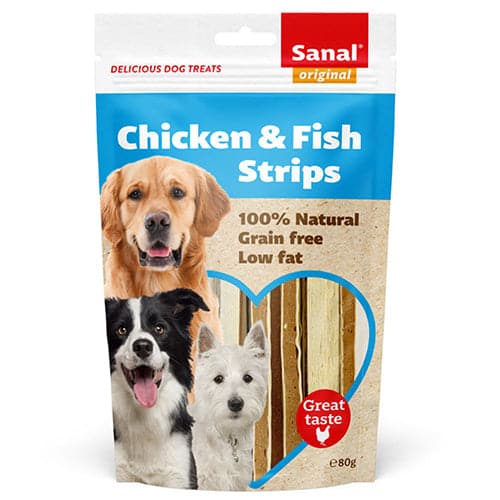 Sanal Dog Chicken & Fish Strips Doypack 80g