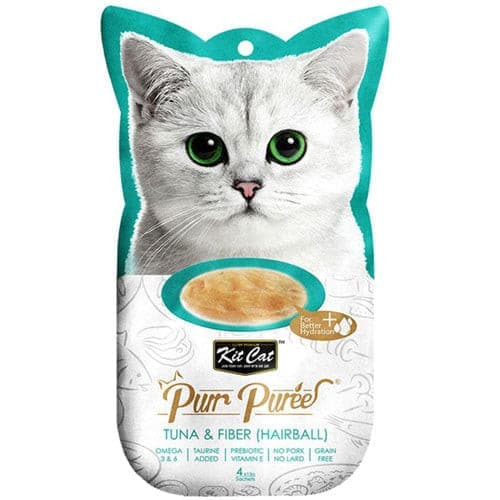 Kit Cat Puree Tuna & Fiber (Hairball) 15gx4 Sachet