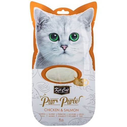 Kit Cat Puree Chicken & Salmon 15gx4 Sachets