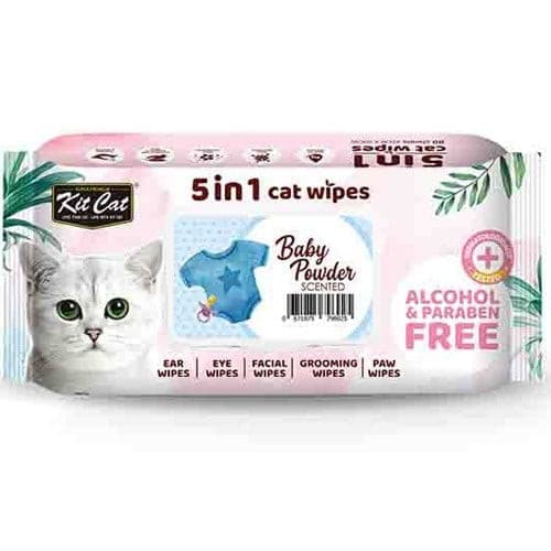 Kit Cat Wet Wipes 5 in 1 Baby Powder Scented 80 Pc