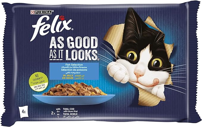 Purina Felix Fish Selection Tuna and Cod in Jelly 85g