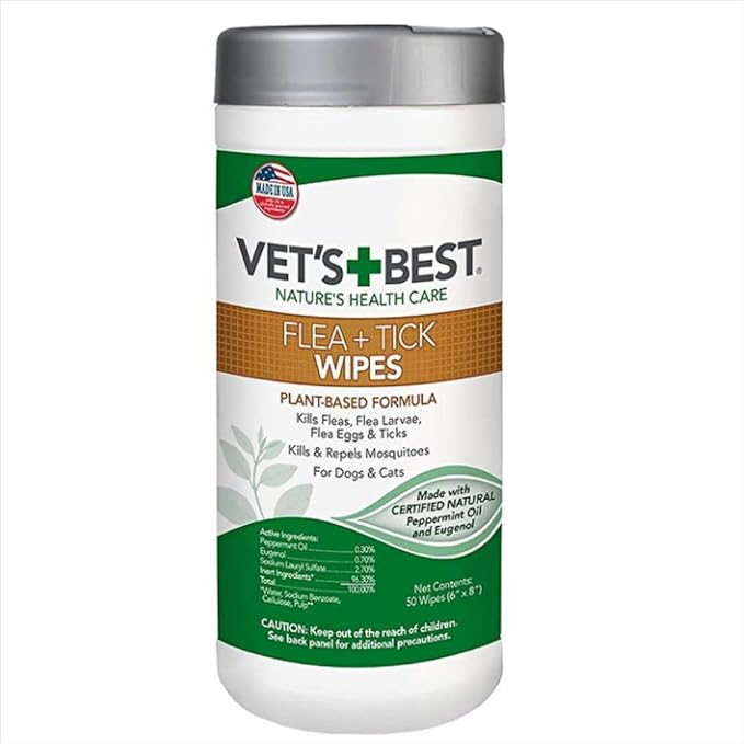 Vet's Best  Flea & Tick Wipes X50 for Cats and Dogs