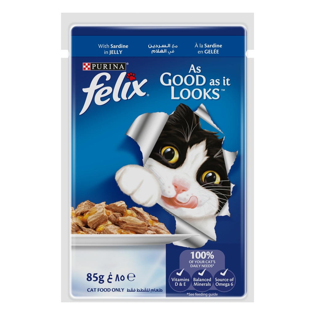 Purina Felix adult As Good As it Looks Sardine in Jelly Wet Cat Food 85g