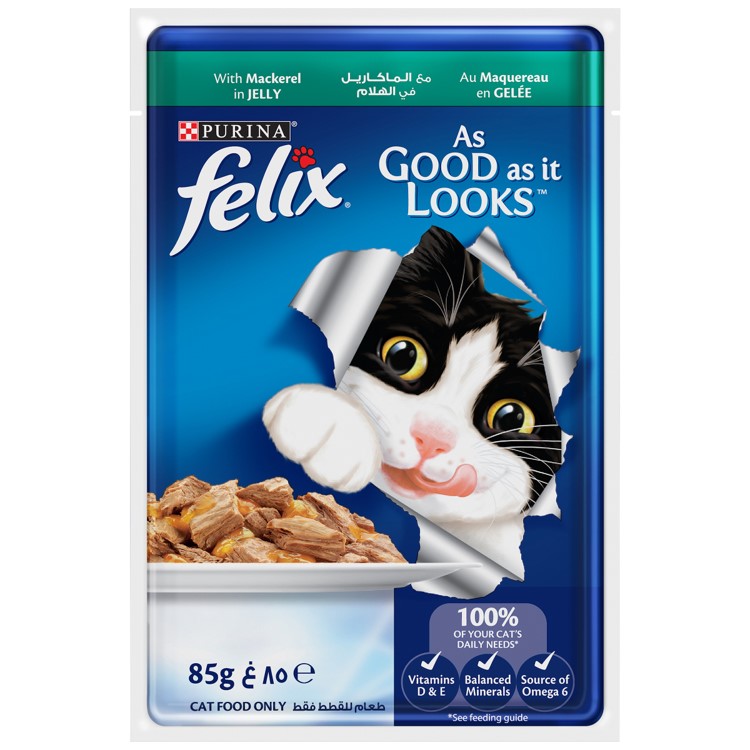 Purina Felix adult As Good As it Looks Mackerel in Jelly Wet Cat Food 85g