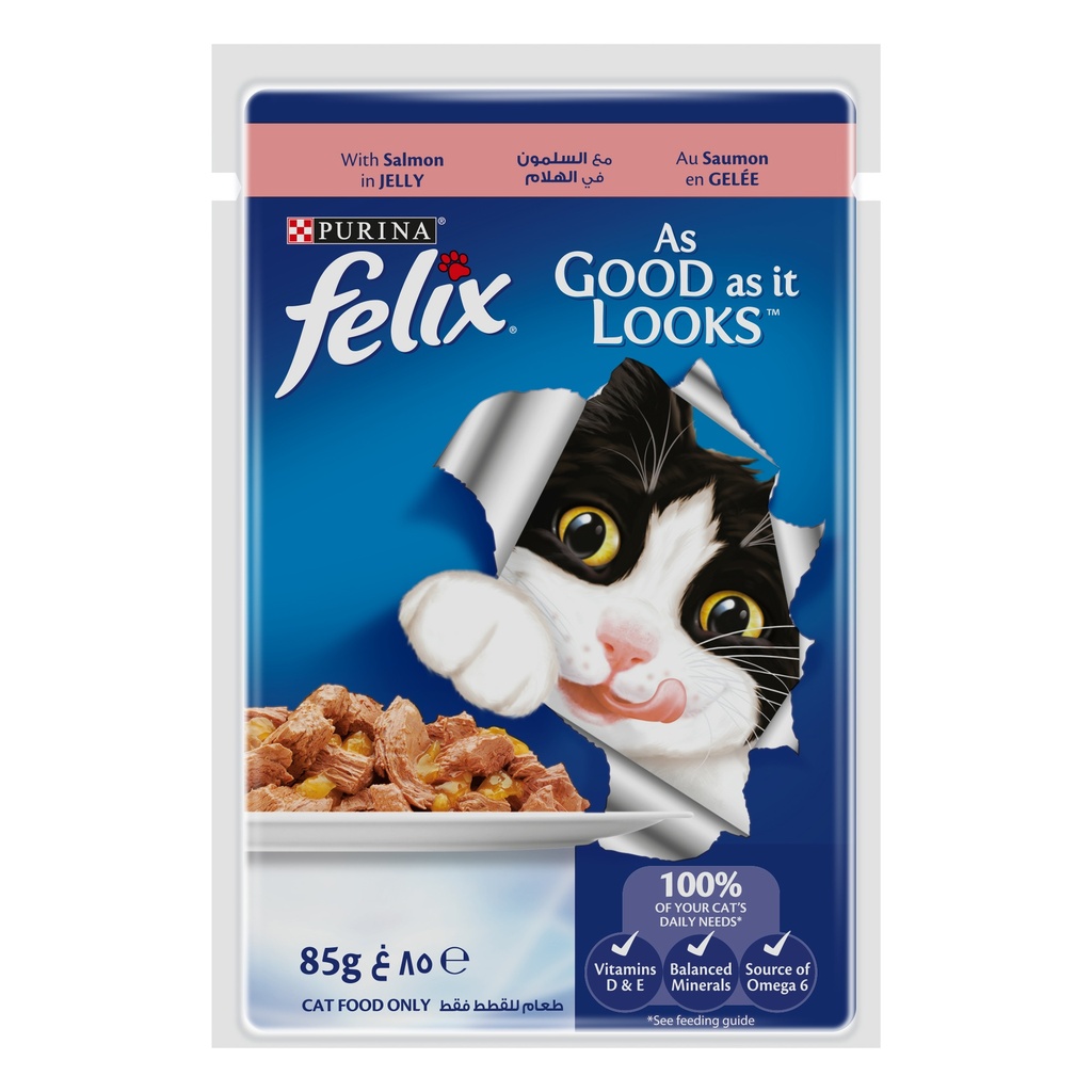 Purina Felix adult As Good As it Looks Salmon jellies in Jelly Wet Cat Food 85g