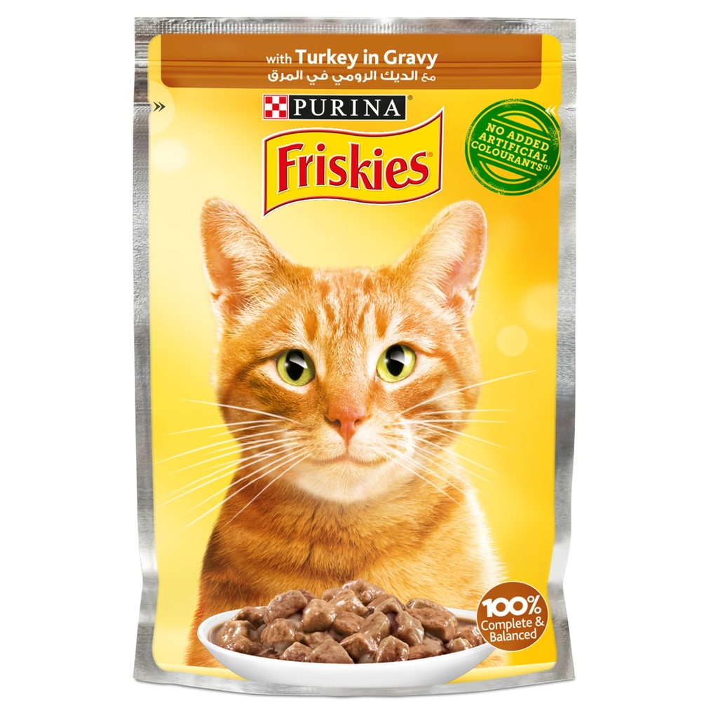 Purina Friskies Turkey Chunks In Gravy Wet Cat Food Pouch 85g