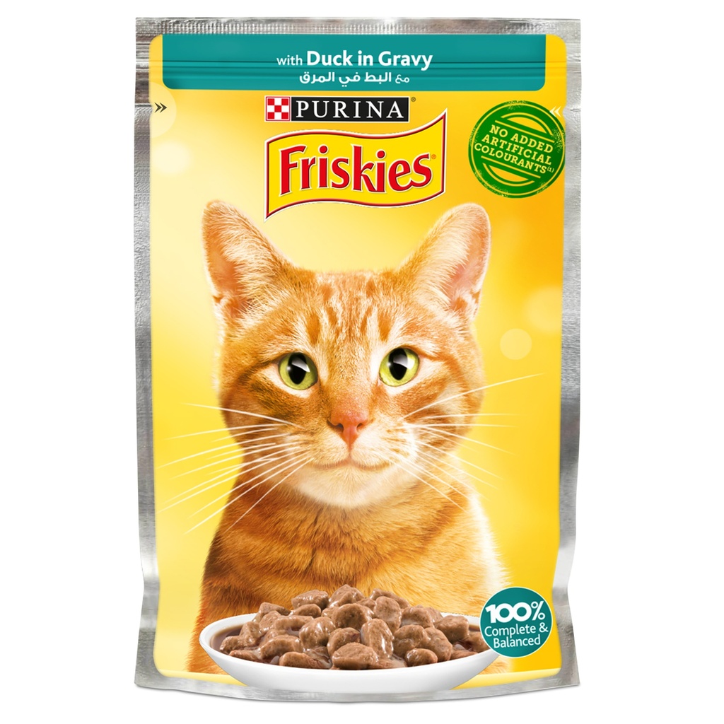 Purina Friskies Duck Chunks in Gravy Wet Cat Food Pouch 85g