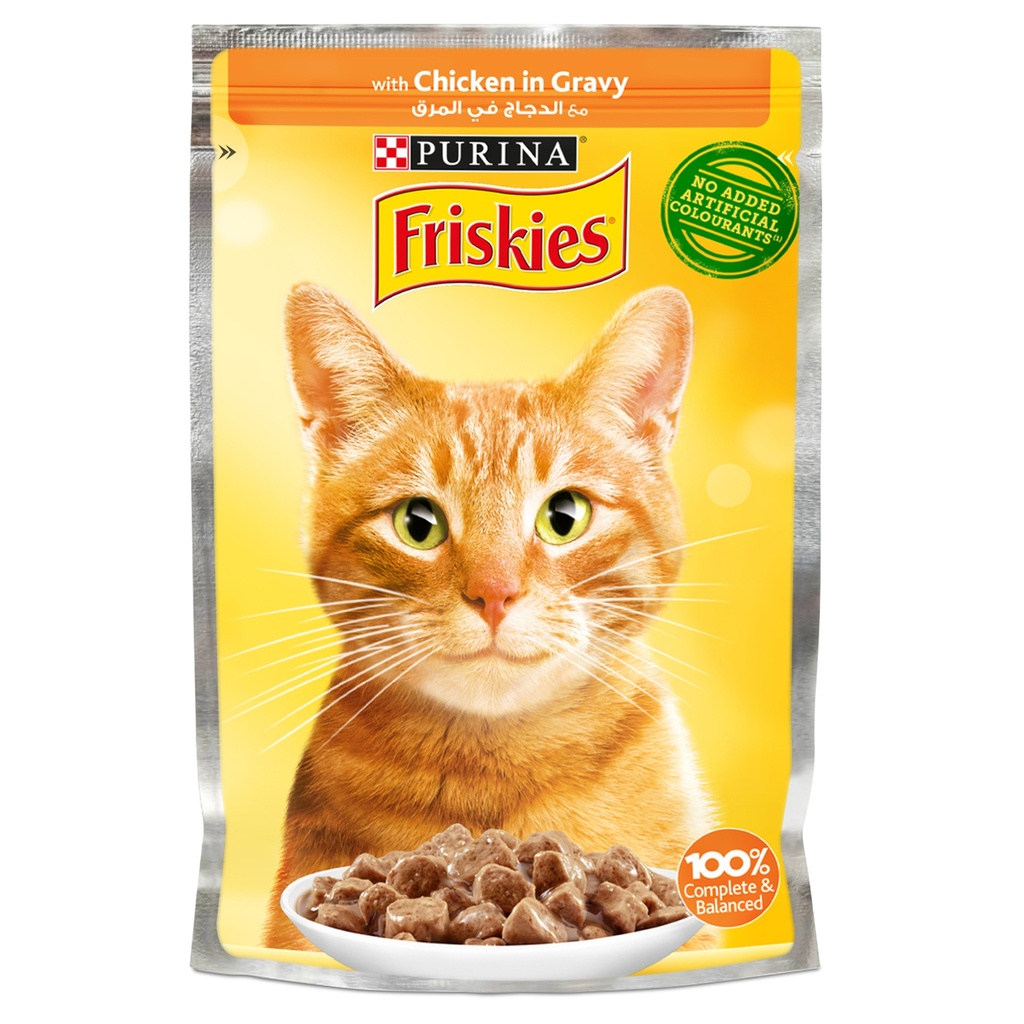 Purina Friskies Chicken Chunks in Gravy Wet Cat Food Pouch 85g