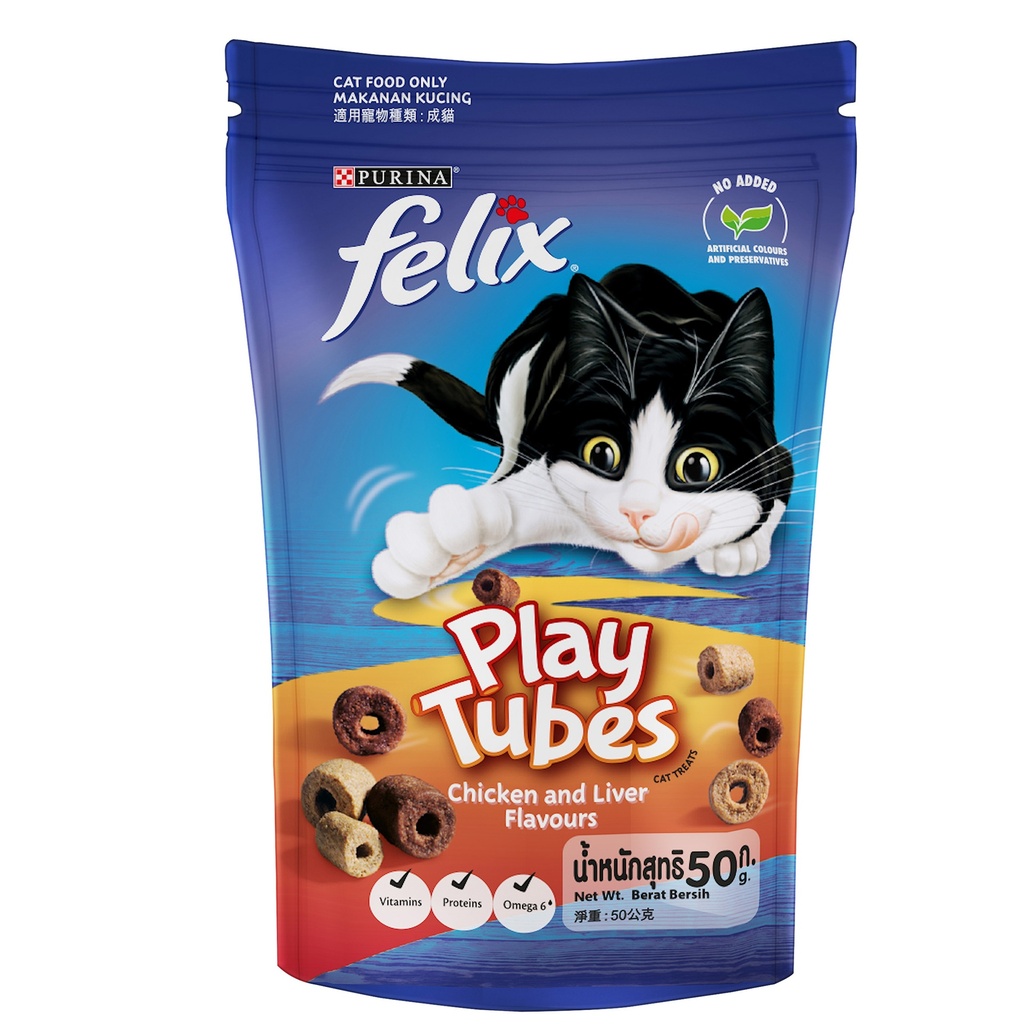 Purina Felix Play Tubes Chicken & Liver Cat Treats 50 g