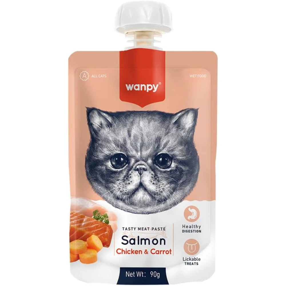 Wanpy Meat Paste - Salmon, Chicken, and Carrot for Cats, 90g