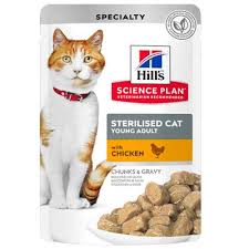 Hill’s Science Plan Sterilised cat tender chunks in gravy adult cat wet food with chicken (pouches) 85g