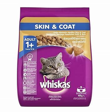 Whiskas Skin & Coat Chicken & Salmon Flavor 1.1kg, Dry Cat Food for Adult 