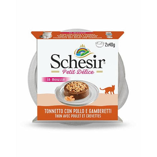 [WF-SCH-05460] Schesir Petit Delic in Mousse Tuna with Chicken & Shrimps 2X40g