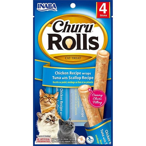 [TR1INCH0031] Inaba Churu Chicken Rolls Tuna with Scallop 4X10g