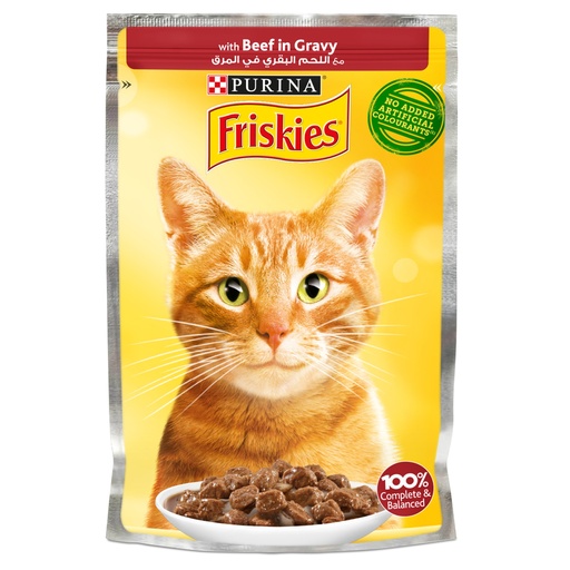 [FO1PUR0749] Purina Friskies Beef Chunks in Gravy Wet Cat Food Pouch 85g