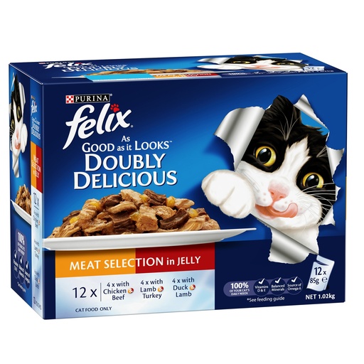 [WF-PUR-04920] Purina Felix Double Delicious Meat Selection in Jelly (12x85g)