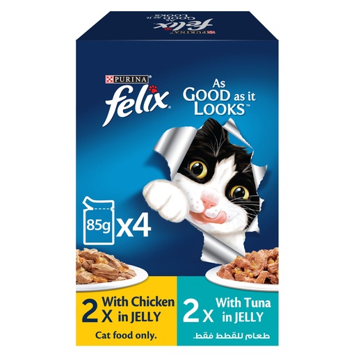 [FO1PUR0743] Purina Felix 4 Pack (Chicken In Jelly + Tuna In Jelly) 85g